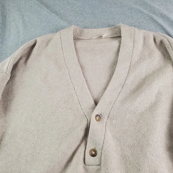 Faherty Jackson Popover Sweater Womens XL Oatmeal Beige V-Neck Pullover Stretch - Picture 4 of 12